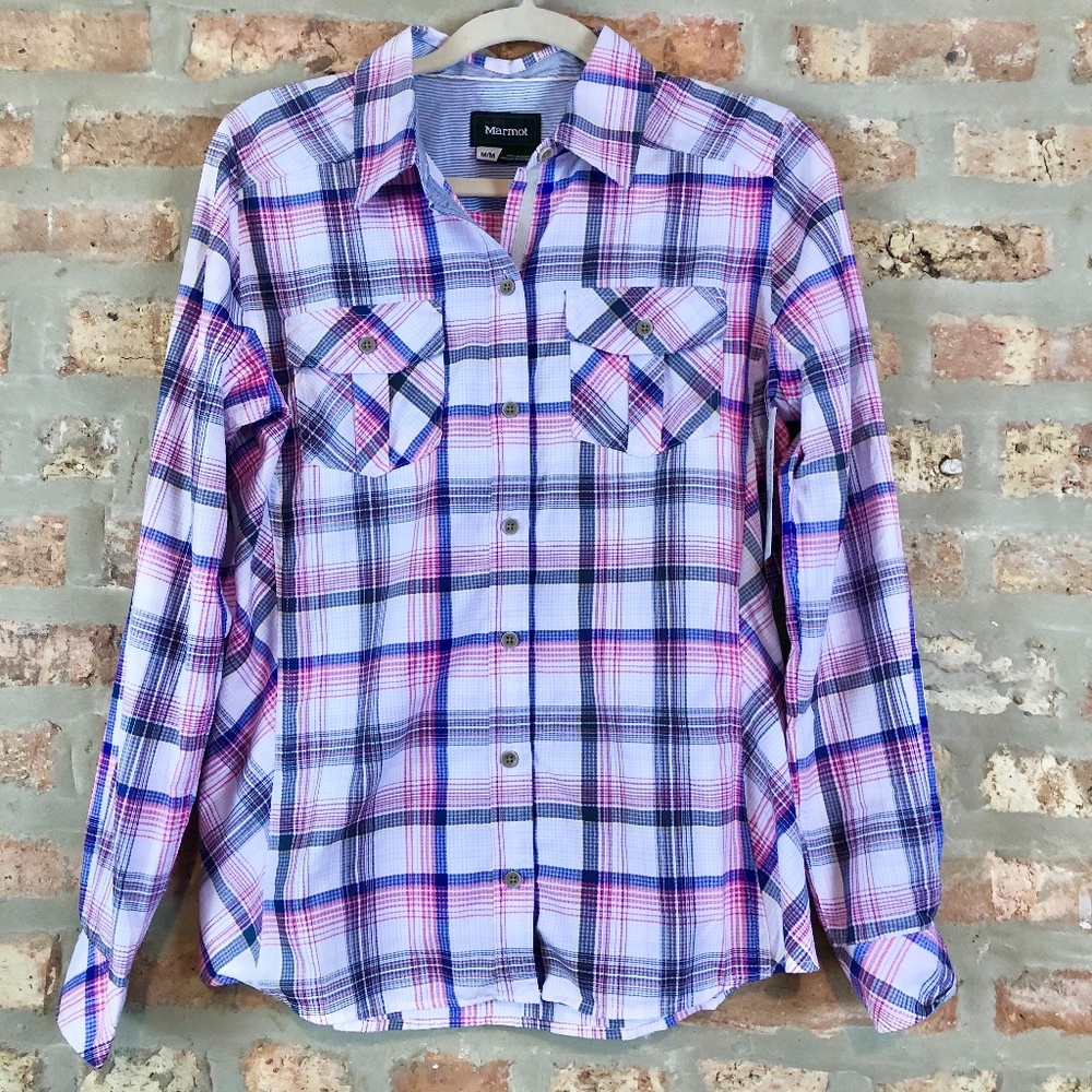 Marmot Lillian Button Down Purple & Blue Medium